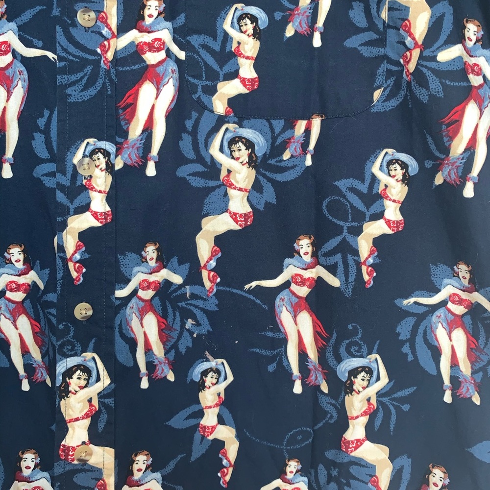 Men’s Hawaiian Shirt with Pinup Style Hula Girls - Picture 6 of 6